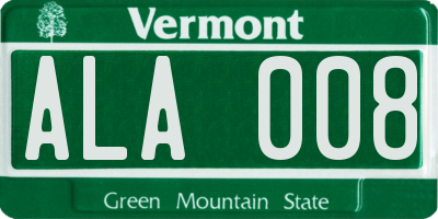 VT license plate ALA008