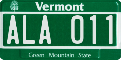VT license plate ALA011