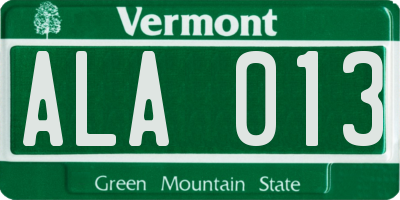 VT license plate ALA013