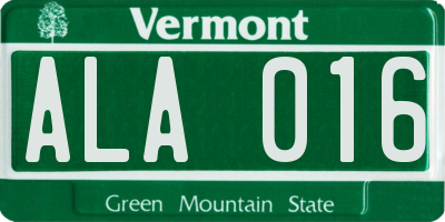 VT license plate ALA016