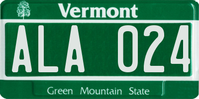 VT license plate ALA024