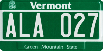 VT license plate ALA027