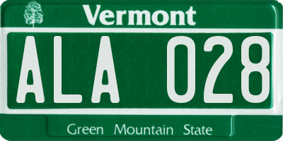 VT license plate ALA028