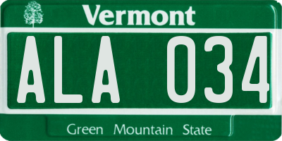 VT license plate ALA034