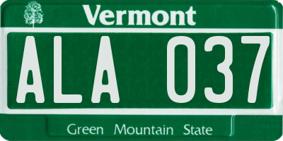 VT license plate ALA037