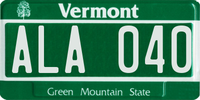 VT license plate ALA040