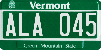 VT license plate ALA045