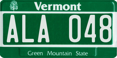 VT license plate ALA048