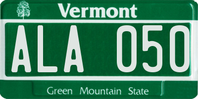 VT license plate ALA050