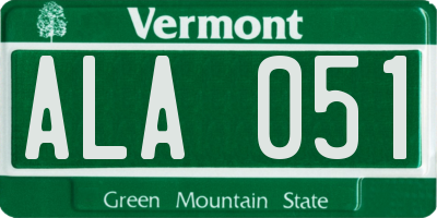 VT license plate ALA051