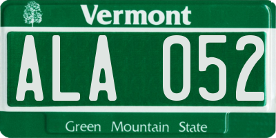 VT license plate ALA052