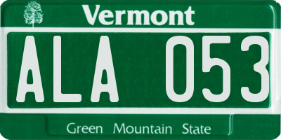 VT license plate ALA053