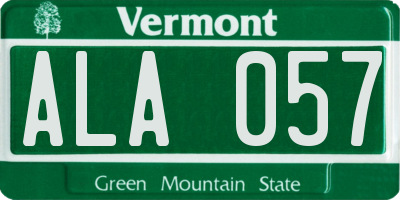 VT license plate ALA057