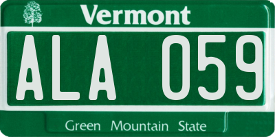 VT license plate ALA059