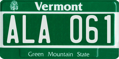 VT license plate ALA061