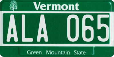VT license plate ALA065