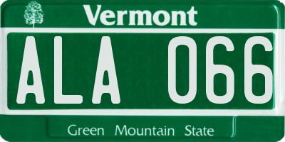 VT license plate ALA066