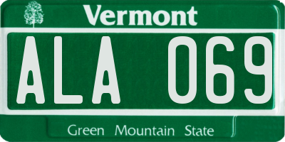 VT license plate ALA069