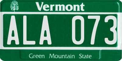 VT license plate ALA073