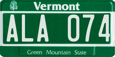 VT license plate ALA074