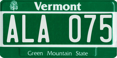 VT license plate ALA075