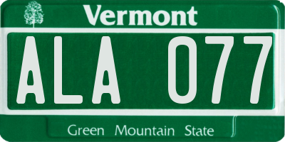 VT license plate ALA077