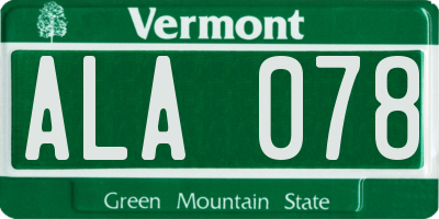 VT license plate ALA078