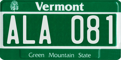 VT license plate ALA081