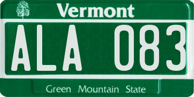 VT license plate ALA083