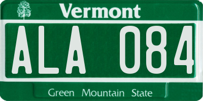 VT license plate ALA084