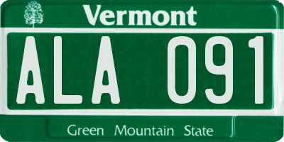 VT license plate ALA091