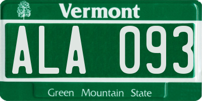 VT license plate ALA093