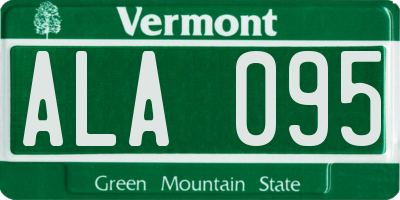 VT license plate ALA095