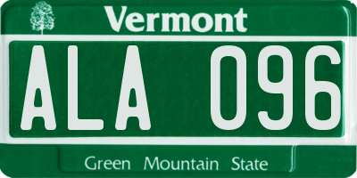 VT license plate ALA096