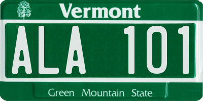 VT license plate ALA101
