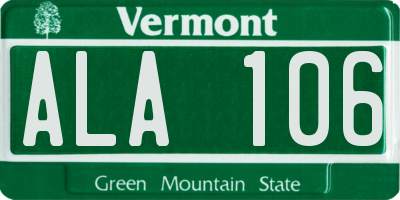 VT license plate ALA106