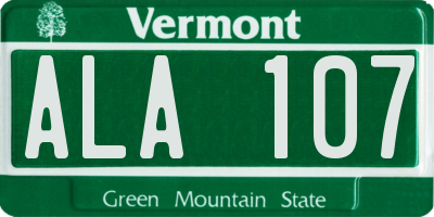 VT license plate ALA107