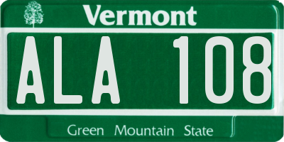 VT license plate ALA108