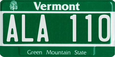 VT license plate ALA110