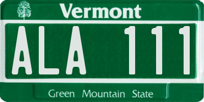 VT license plate ALA111