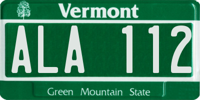 VT license plate ALA112