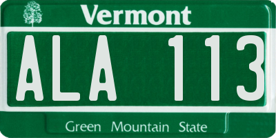 VT license plate ALA113