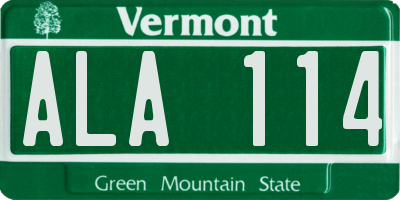 VT license plate ALA114