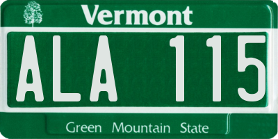 VT license plate ALA115