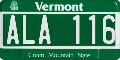 VT license plate ALA116