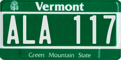 VT license plate ALA117