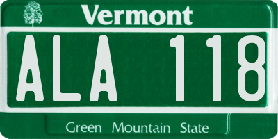 VT license plate ALA118