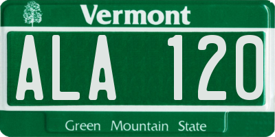 VT license plate ALA120
