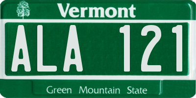 VT license plate ALA121
