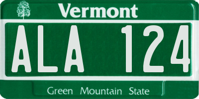 VT license plate ALA124
